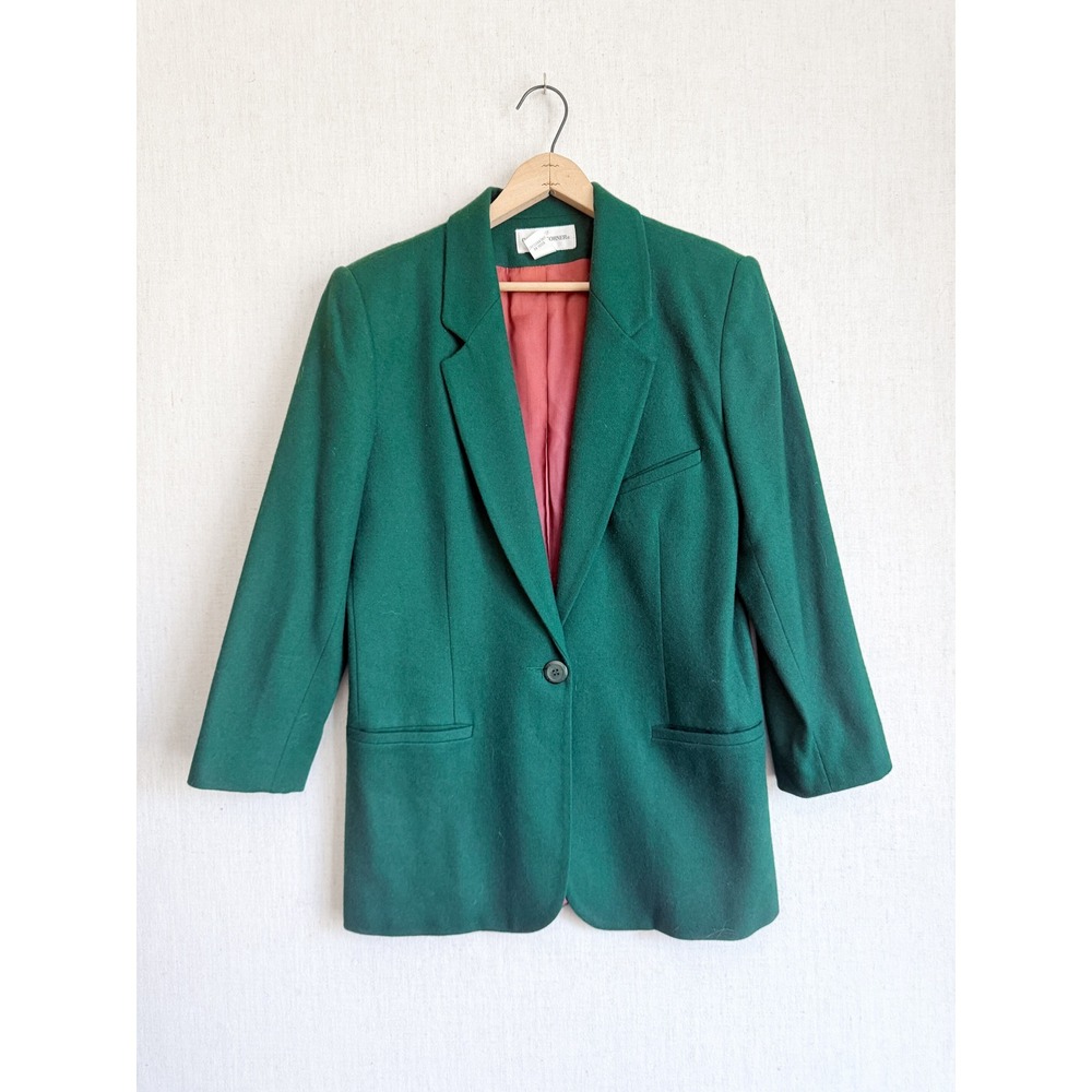 vtg Casual Corner dark green wool blazer jacket size‎ M